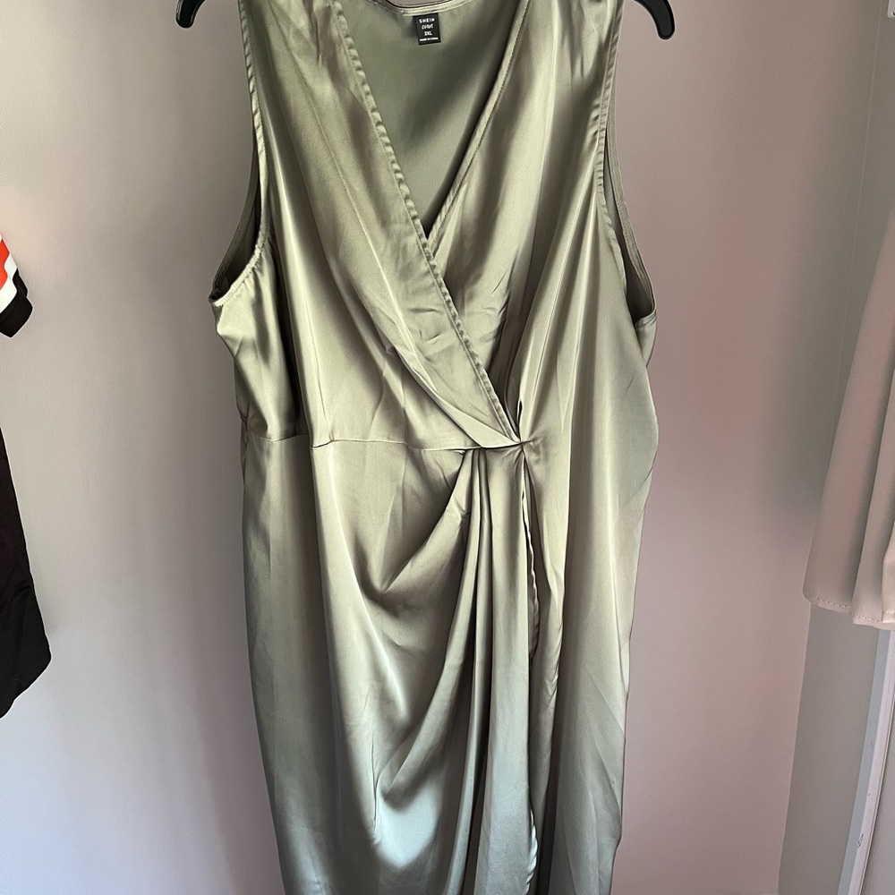 SHEIN Olive Green Draped Dress